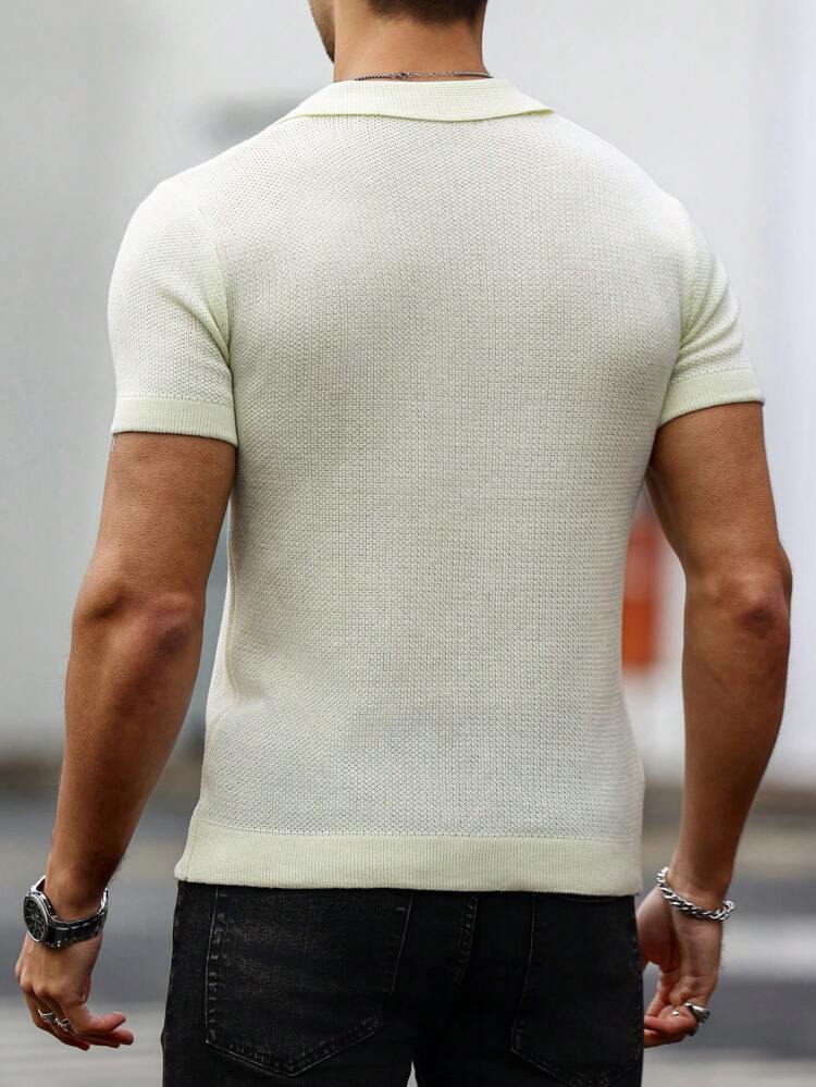 Men Knitted Short Jersey Men Sleeve Top With Letter Pattern