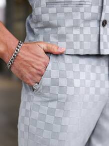 Manfinity Mode Men's Plaid Suit Set - Light Grey - View 6