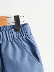 SHEIN Boys Slant Pocket Solid Trousers - Dusty Blue - View 3