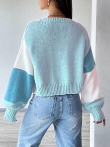 SHEIN Unity 女式色塊簡約寬鬆休閒開襟毛衣，日常穿著 - 彩色 - 查看 2