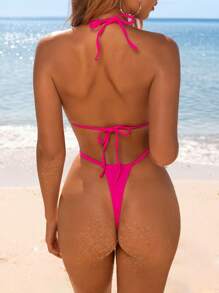 SHEIN Swim Women Holiday Beach Swimwear Set Summer - Hot Pink - View 6