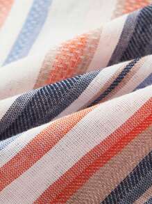 Cozy Pixies Baby Boy Summer Striped Print Shirt & Plain Color Shorts - Blue - View 7