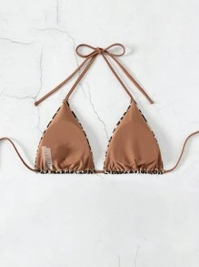 Swim Vcay 2026 Spring/Summer Spaghetti Strap Halter Random Leopard & Floral Print Sexy Women's Bikini Top