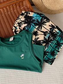 SHEIN 男童度假圆领上衣和短裤套装 - 彩色 - 查看 7