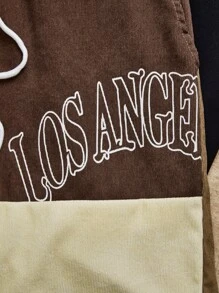 Manfinity VCAY 宽松男士字母图案抽绳腰短裤