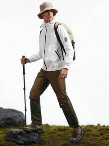 In My Nature Men's Softshell Hooded Windproof Jacket Hiking Clothes - White - View 4