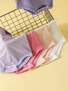SHEIN 5 piezas Bodys de manga corta con estampado geométrico de estilo sencillo para bebés niños, uso casual y diario para primavera/verano - Multicolor - Ver 4