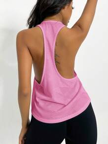 Powerista Camiseta sin mangas de mujer con músculo de unicolor para verano - Rosa - Ver 7