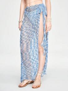 ROMWE Fairycore 夏季女式針織時尚海灘度假漁網裙 - 藍色 - 查看 6