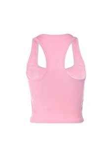 INAWLY Damski Y2K Rhinestone Letter Print Slim Crop Tank Top na lato Koszulki graficzne Damskie topy