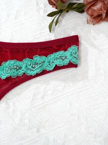 SHEIN Women Contrast Color Lace Patchwork Thong Panties ,3 Pcs