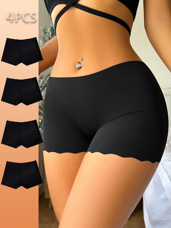 Women Seamless Solid Color Briefs, Pack Of 4