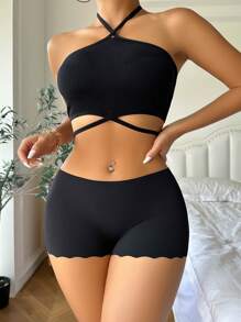 SHEIN Women Seamless Solid Color Briefs, Pack Of 4 - Black - View 8
