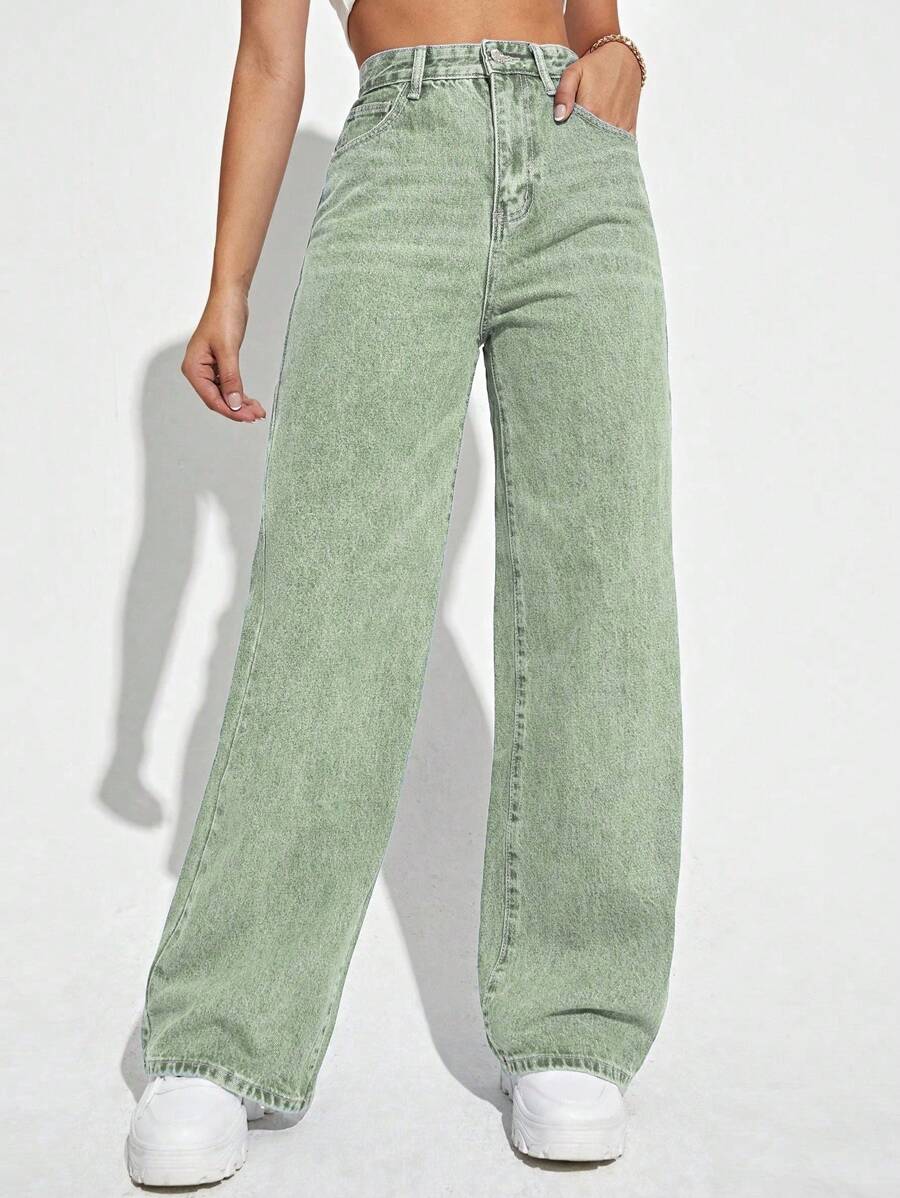 SHEIN ICON Lässige, Täglich Passende Jeans Mit Geradem Bein Für Damen