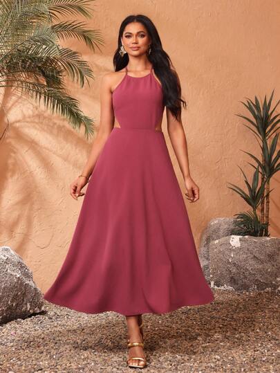 Spagnelli Designer Cut-Out Cross Tie-Up Dress, Sundress Summer Elegant Dress, Sundress Holiday, Party Outfit, Birthday Outfits, Festival, Wedding, Prom Dress