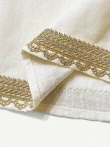 Cozy Pixies 新生兒女寶寶花卉圖案圓領長袖套頭連衣裙帽子2件套 - 米色 - 查看 5