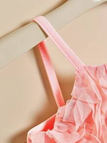 SHEIN Baby Girl Fashionable Cute And Versatile Flower Patched Basic Top - Multicolor - View 3