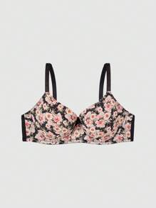 Plus Floral Print Underwire Bra - Multicolor - View 2