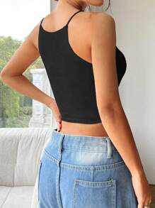 SHEIN EZwear Áo Cami mùa hè màu trơn, đi chơi hàng đầu - màu đen - Xem 2