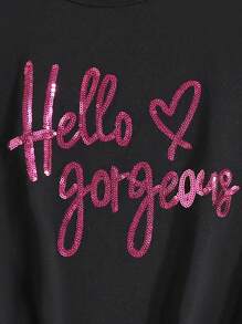 SHEIN Tween Girls' Round Neck Short Sleeve T-Shirt With Letter Print For Summer