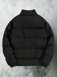 RueChic Men Classic Style Jacket With Bottom Red Tag And Stand Collar, Regular Fit, - Black - View 2