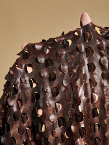 Slaydiva Plus Size Váy bodycon không tay bằng kim loại rỗng gợi cảm cho ngày lễ tình nhân - màu nâu - Xem 7