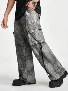 Manfinity VCAY Men Casual Snake Pattern Printed Multi-Pocket Cargo Pants