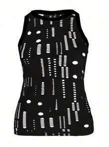 INAWLY Plus Size Summer Casual Slim Fit Solid Color Hollow-Out Tank Top