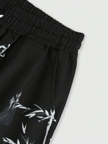 ROMWE MEN Anime Men Simple Drawstring Printed Casual Shorts For Daily Wear, School