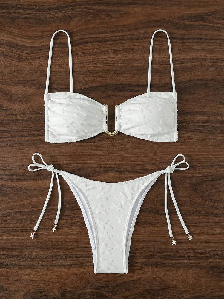 Women's Solid Color Bikini Set With Spaghetti Straps And Separated Bikini Set, 2pcs Summer Beach