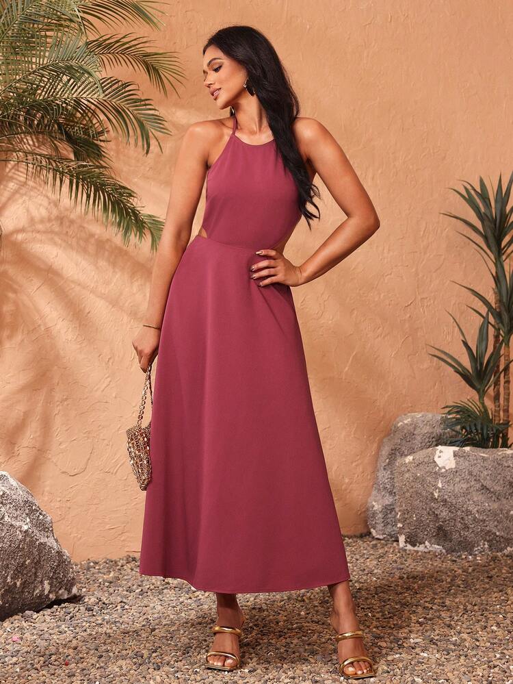 Designer Cut-Out Cross Tie-Up Dress, Sundress Summer Elegant Dress, Sundress Holiday, Party Outfit, Birthday Outfits, Festival, Wedding, Prom Dress