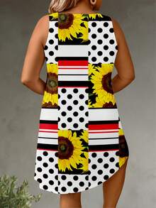 SHEIN LUNE 女款V領夢幻水母印花短袖T恤 - 彩色 - 查看 2