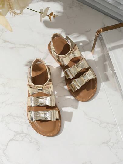 蝴蝶結開口女童涼鞋，時尚柔軟底鞋適用於夏季的大童和女童(新品上市)