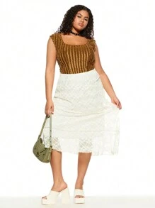 Forever 21 Zomer Y2K kant elastische taille plus maat damesrok