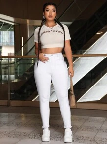 SHEIN EZwear Plus size effen kleur skinny lente/zomer jeans