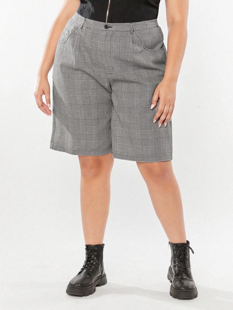 Vintage College Style Plus Size Women Shorts, Summer