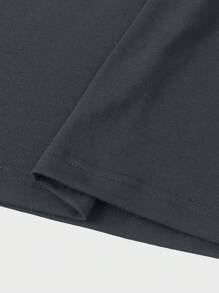 Manfinity Homme Herren Frühling Sommer einfarbiges V-Ausschnitt Langarm Lässig T-Shirt, für den Herbst