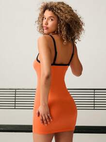 Forever 21 Summer Colorblock Trimmed Slim Fit Mini Slip Dress