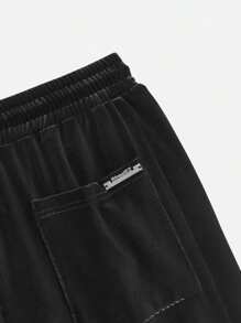 Manfinity VCAY Men Letter Printed Drawstring Casual Shorts, Spring Summer