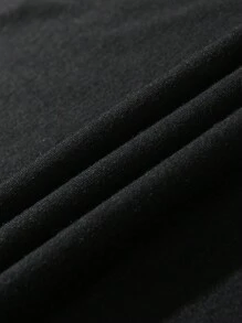SHEIN Essnce Áo thun nữ tay ngắn cổ chữ V họa tiết hoa giản dị, phù hợp cho mùa hè - màu đen - Xem 6