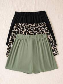 SHEIN VCAY 3 chiếc quần short nữ dáng rộng cạp cao dệt, quần short mùa hè, đi biển - Nhiều màu - Xem 5