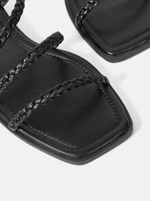 Styleloop 女士實色休閒平底涼鞋，夏日度假鞋款夏季特惠 - 黑色 - 查看 7