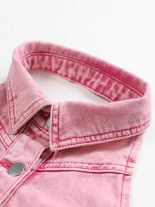 SHEIN Tween Girls Fashionable Casual Sleeveless Top And Shorts Denim Set