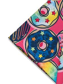 Parte superior de uniforme de scrubs de manga corta con estampado de donut de moda - Multicolor - Ver 3