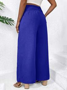 SHEIN Maternity Plain Simple Daily Long Pants - Royal Blue - View 2