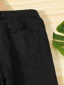 Pantalones vaqueros rectos de unicolor para niña preadolescente con bolsillo y cierre de botón