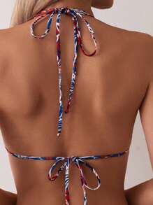 SHEIN Swim Women Fashionable Summer Holiday Random Printed Bra & Bikini Set Bottom Bikini Set, For Summer Beach - Multicolor - View 6