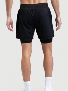 Manfinity LEGND Men's Cartoon Print Drawstring Waist Shorts Pattern Graphic Emo Boyfriend Gift, Cartoon Shorts Men, Graphic Men Shorts, Anime Shorts For Men - Black - View 2