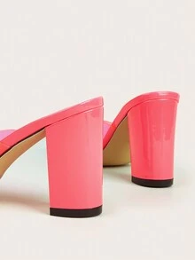 Fashionable Women Shoes With Chunky Heel And Transparent Upper, Rose Red - Hot Pink - View 5