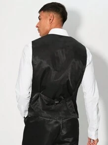 Manfinity VCAY Men Fashionable Woven Classic Vest For Suit, Versatile Style